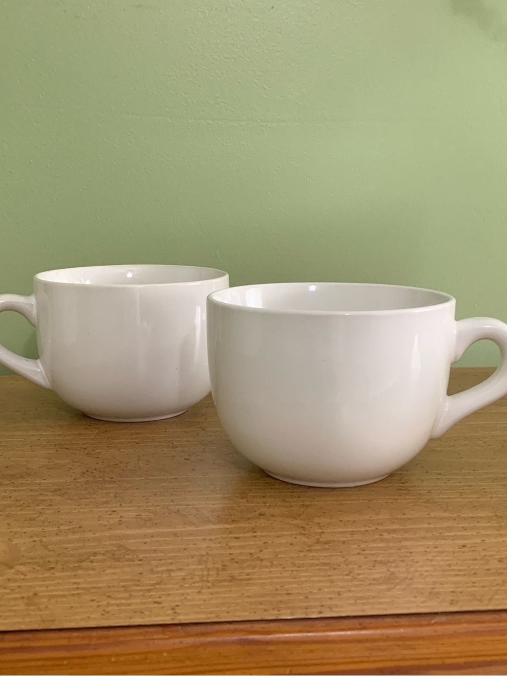 Pier 1 Stoneware White Soup Bowl Coffee Mugs With Handles